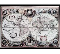 KUSTOM ART Póster decorativo de pared Serie Obras Famosas Mapa del Mundo Histórico Hemisferios Nova Totius Terrarum Orbis Geographica Impresión sobre papel cartón 40 x 30 cm sin marco