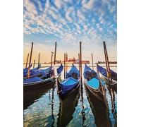 KUSTOM ART Póster decorativo de pared Serie Paisajes y Ciudad Venecia Panorama con góndolas Impresión artística sobre cartón 40 x 30 cm sin marco