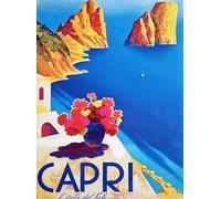 KUSTOM ART Póster decorativo de pared Serie Paisajes y Ciudades de Italia Capri la Isla del Sol Impresión sobre Papel Patinado 40 x 30 cm Sin marco
