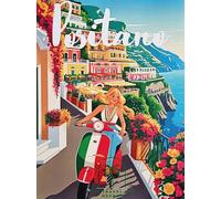 KUSTOM ART Póster decorativo de pared Serie Paisajes y Ciudades Positano Ilustración Costa Amalfi Impresión artística sobre papel Patinata 40 x 30 cm sin marco