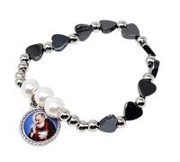 KUSTOM ART Pulsera religiosa San Padre Pío con corazones elegante y resistente 800/TM