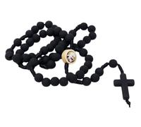 KUSTOM ART Rosario corona San Padre Pío con cruz color negro elegante y resistente 1347