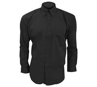 KUSTOM KIT - Camisa de Manga Larga Formal Modelo Oxford Corporate Hombre Caballero - Fiesta/Trabajo/Eventos (Cuello 40cm) (Negro)
