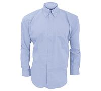 KUSTOM KIT - Camisa de Manga Larga Formal Modelo Oxford Corporate Hombre Caballero - Fiesta/Trabajo/Eventos (Cuello 40cm) (Azul Claro)