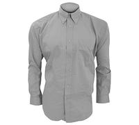 KUSTOM KIT - Camisa de Manga Larga Formal Modelo Oxford Corporate Hombre Caballero - Fiesta/Trabajo/Eventos (Cuello 40cm) (Gris Plateado)
