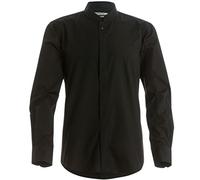 Kustom Kit - Camisa entallada de manga larga con cuello chino / mao Hombre Caballero - Trabajo/Fiesta/Verano (Extra Grande (XL)/Negro)