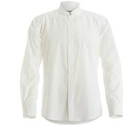 KUSTOM KIT - Camisa Entallada de Manga Larga con Cuello Chino/Mao Hombre Caballero - Trabajo/Fiesta/Verano (Pequeña (S)) (Blanco)