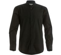 Kustom Kit - Camisa entallada de manga larga con cuello chino / mao Hombre Caballero - Trabajo/Fiesta/Verano (2XL/Negro)