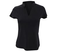 KUSTOM KIT- Camiseta para Chica de Manga Corta con Cuello mandarín en Forma de V (40-42) (Negro)