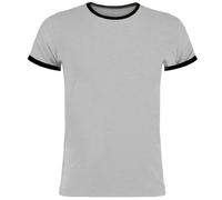 KUSTOM KIT - Camiseta Ringer para Hombre (M) (Negro, Gris Jaspeado Claro)