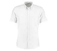 Kustom Kit Manga Corta Ajustado Oxford Sarga de Algodn Planchado Fcil Camisa