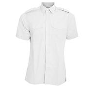 Kuston Kit - Camisa de piloto de Manga Corta Modelo Pilot Hombre Caballero (Cuello 44cm) (Blanco)