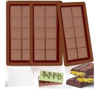 KutaKuta 3 PCS Moldes de Barra de Chocolate, Molde De Tableta De Chocolate De Silicona Relleno Profundo Aplicable a Hacer Deliciosos Postres Chocolate, Cuchara de té