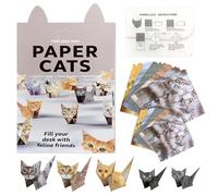 KutaKuta 50 Hojas Diy Paper Cats, 3D Modelo De Origami 3D Hecho a Mano Kit de Origami de Gatos de Papel, Dobla Tus Propios Gatos de Papel para Origami | Diy Animal Desk Decor Gato Gnomo