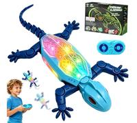 KutaKuta Lagarto Trepador Paredes, Azul Lagartija Teledirigida con Ojos LED | Recargable Gecko Trepador Teledirigido con Movimientos Reales para Paredes Suelos Lisos Niños Niñas