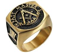 KUTCEK AG - Anillo masónico para hombre, acero de titanio, joyería fraterna, símbolo de una sola sociedad, regalo para él, 15, Acero inoxidable