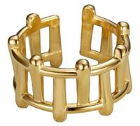 KUTCEK Anillo ajustable de acero de titanio con encaje francés para mujer, chapado en oro, ligero, diseño abierto, regalo de lujo, Adjustable Open, Acero inoxidable