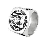 KUTCEK Anillo cuadrado de acero de titanio para hombre, joyería gótica masónica, regalo punk vintage para hombre, 13, acero de titanio