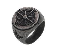 KUTCEK Anillo de acero de titanio con brújula vintage para hombre, símbolos vikingos retro, joyería de estilo nórdico, regalo misterioso de aventura, 10, acero de titanio