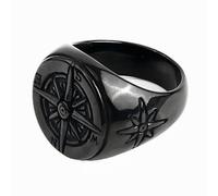 KUTCEK Anillo de acero de titanio con brújula vintage para hombre, símbolos vikingos retro, joyería de estilo nórdico, regalo misterioso de aventura, 11, acero de titanio