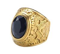 KUTCEK Anillo de acero de titanio con calavera de cabra para hombre, joyería punk gótica de acero inoxidable con gema de ojo, accesorio de moda vanguardista, 8, acero de titanio