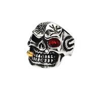 KUTCEK Anillo de acero de titanio con diseño de calavera de circonita, estilo punk, gótico, para motociclista, regalo de joyería para hombre, 8, acero de titanio