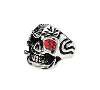 KUTCEK Anillo de acero de titanio con diseño de calavera de circonita, estilo punk, gótico, para motociclista, regalo de joyería para hombre, 13, acero de titanio
