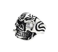 KUTCEK Anillo de acero de titanio con diseño de calavera de circonita, estilo punk, gótico, para motociclista, regalo de joyería para hombre, 10, acero de titanio