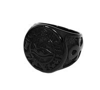 KUTCEK Anillo de acero de titanio con ojo de Anubis, joyería gótica de faraón egipcio para hombres y mujeres, banda punk unisex, anillo de declaración vintage, 10, acero de titanio