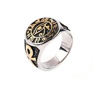 KUTCEK Anillo de acero de titanio con ojo de Anubis, joyería gótica de faraón egipcio para hombres y mujeres, banda punk unisex, anillo de declaración vintage, 11, acero de titanio