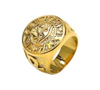 KUTCEK Anillo de acero de titanio con ojo de Anubis, joyería gótica de faraón egipcio para hombres y mujeres, banda punk unisex, anillo de declaración vintage, 13, acero de titanio