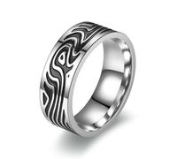 KUTCEK Anillo de acero de titanio con símbolo de cruz para hombre, diseño geométrico, joyería de regalo, tono plateado, 12, acero de titanio