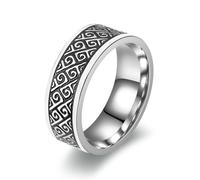 KUTCEK Anillo de acero de titanio con símbolo de cruz para hombre, diseño geométrico, joyería de regalo, tono plateado, 8, acero de titanio