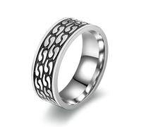 KUTCEK Anillo de acero de titanio con símbolo de cruz para hombre, diseño geométrico, joyería de regalo, tono plateado, 12, acero de titanio