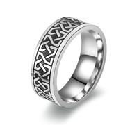 KUTCEK Anillo de acero de titanio con símbolo de cruz para hombre, diseño geométrico, joyería de regalo, tono plateado, 12, acero de titanio