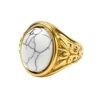 KUTCEK Anillo de acero de titanio gótico punk para hombre, estilo hip hop, gema de ónix negro, regalo de joyería retro para hombre, 12, acero de titanio