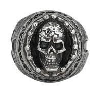 KUTCEK Anillo de acero inoxidable con cruz de calavera para hombre, estilo gótico, punk, hip hop, joyería oscura, regalo para él, 8, Acero inoxidable