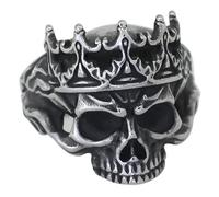 KUTCEK Anillo de acero inoxidable con diseño de calavera y corona, estilo gótico, punk, rock, unisex, joyería de regalo para él y ella, 10, Acero inoxidable