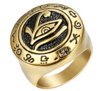 KUTCEK Anillo de acero inoxidable con diseño de ojo de Horus para hombre, estilo punk gótico, anillo de declaración de mitología egipcia para él, 7, Acero inoxidable