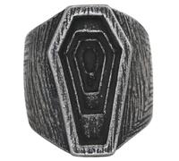 KUTCEK Anillo de acero inoxidable con forma de ataúd para hombre, estilo gótico, punk, con temática de terror, joyería de regalo para él, 13, Acero inoxidable