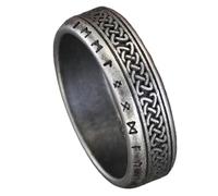 KUTCEK Anillo de acero inoxidable con runas celtas para hombre, símbolo vikingo, anillo solitario, acabado antiguo, joyería de regalo para él, 9, Acero inoxidable