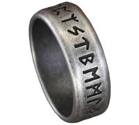 KUTCEK Anillo de acero inoxidable con runas nórdicas vikingas para hombre, acabado antiguo, símbolo pagano, joyería oscura, regalo académico para él, 13, Acero inoxidable