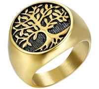 KUTCEK Anillo de acero inoxidable para hombre, diseño de árbol de la vida, estilo punk rock, vintage, hip hop, con diseño celta, regalo para él, 7, Acero inoxidable
