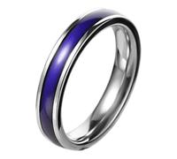 KUTCEK Anillo de acero inoxidable que cambia de color con la temperatura, joyería hip hop, regalo inteligente para mujer, 12, acero de titanio