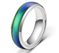 KUTCEK Anillo de acero inoxidable que cambia de color con la temperatura, joyería hip hop, regalo inteligente para mujer, 10, acero de titanio