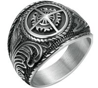 KUTCEK Anillo de brújula para hombre, banda de acero de titanio, estilo hip hop, vintage, con rayos de sol, joyería de regalo, 9, Acero inoxidable