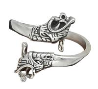 KUTCEK Anillo de cabeza de lobo celta de acero inoxidable, joyería vikinga, anillo de mitología nórdica, para hombre, tallas 9-13, 12, Acero inoxidable