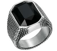 KUTCEK Anillo de circonita para hombre, acero inoxidable, banda ancha, estilo hip hop, estilo vintage, acabado desgastado, joyería de circonita cúbica, regalo para él, 15, Acero inoxidable