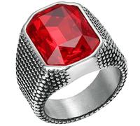 KUTCEK Anillo de circonita para hombre, acero inoxidable, banda ancha, estilo hip hop, estilo vintage, acabado desgastado, joyería de circonita cúbica, regalo para él, 10, Acero inoxidable