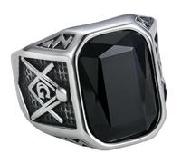 KUTCEK Anillo de estilo británico para hombre, acero de titanio, cristal rojo, regalo para él, accesorio de moda urbana, ropa de calle, hip hop, 14, Acero inoxidable